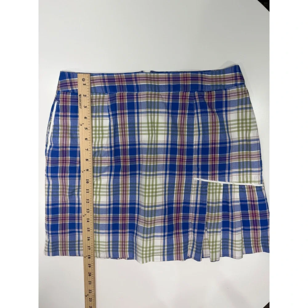 Peter Millar‎ Womens Plaid Golf Skort Blue Green Purple Pleated Skirt Size 12
